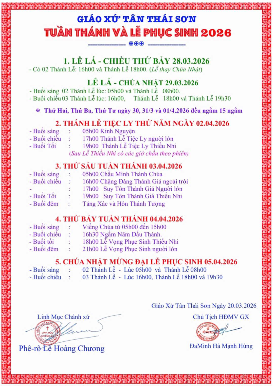 lich tuan thanh le phuc sinh 2026 le phuc sinh 2026